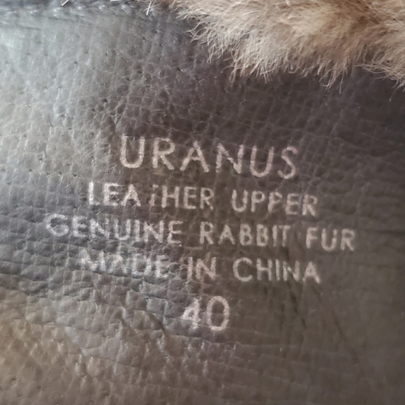 ASH LEATHER COVERED WEDGE ZIPPER BOOTIES WITH RABBIT FUR AND STUD DETAILING 40 - Picture 14 of 15